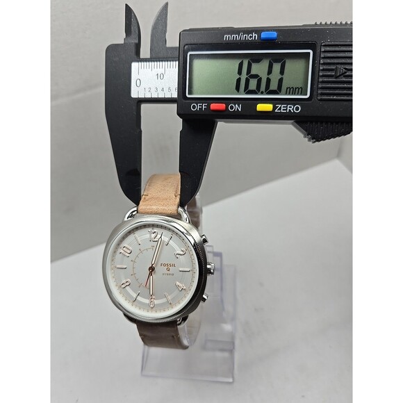 Fossil Q Hybrid Womens Silver White Dial Tan Leather Smartwatch New Battery - Picture 6 of 12